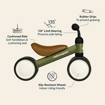 Retrospec Cricket Baby Walker Balance Bike with 4 Wheels for Ages 12-24 Months - Toddler Bicycle Toy for 1 Year Old’s - Ride On Toys for Boys & Girls