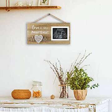 VILIGHT New Mom Gifts - Pregnancy Announcements Baby Gender Reveal Gifts - Love At First Heartbeat Sonogram Picture Frame for Standard 4" x 3" Ultrasound Photo