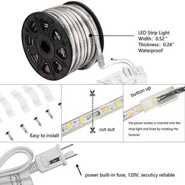 Ainfox 150FT LED Rope Lights, Waterproof 16 Colors Changing RGB Strips Light with Remote Controller for Outdoor & Indoor Use - SMD5050 Flexible Dimmable Decorative Lighting Multi Modes UL&ETL (150FT)