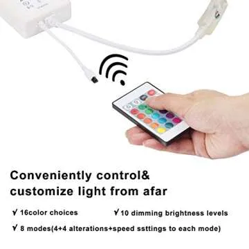 Ainfox 150FT LED Rope Lights, Waterproof 16 Colors Changing RGB Strips Light with Remote Controller for Outdoor & Indoor Use - SMD5050 Flexible Dimmable Decorative Lighting Multi Modes UL&ETL (150FT)