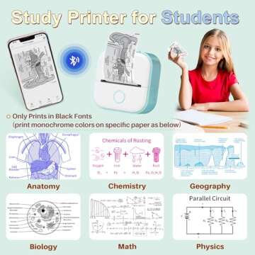 Memoking Mini Printer - Sticker Printer Mini Thermal Printer T02 Sticker Maker Machine Mini Portable Printer Pocket Printer Inkless Printer for Anatomy Flashcard, Journal, Note, Kids, Green