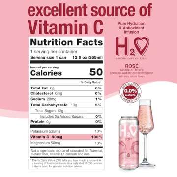 H2o (Excellent Acidity) R6 – The ONLY NA with Science Research | California Rose Non Alcoholic Wine Infused Refreshment, Jam-packed with flavor plus Hydrating Minerals (Larger 1.5x size Sparkling Rose, Pack of 6-12 Fl oz)