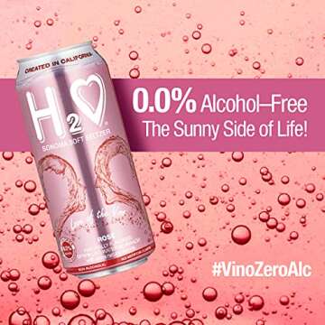 H2o (Excellent Acidity) R6 – The ONLY NA with Science Research | California Rose Non Alcoholic Wine Infused Refreshment, Jam-packed with flavor plus Hydrating Minerals (Larger 1.5x size Sparkling Rose, Pack of 6-12 Fl oz)