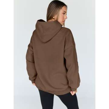 Trendy Queen Womens Oversized Hoodies Fleece Hooded Sweatshirts Casual Pullover Fall Winter Outfits Long Sleeve Tops 2025 Brown M