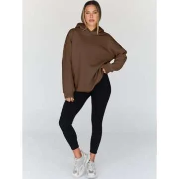 Trendy Queen Womens Oversized Hoodies Fleece Hooded Sweatshirts Casual Pullover Fall Winter Outfits Long Sleeve Tops 2025 Brown M