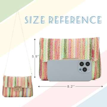 Oweisong Small Summer Straw Purse - Colorful Woven Beach Bag