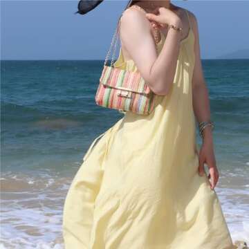 Oweisong Small Summer Straw Purse for Trendy Vacations