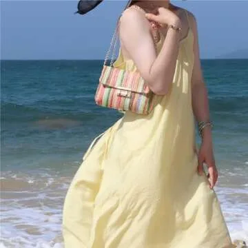 Oweisong Small Summer Straw Purse for Trendy Vacations