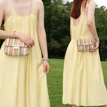 Oweisong Small Summer Straw Purse for Trendy Vacations