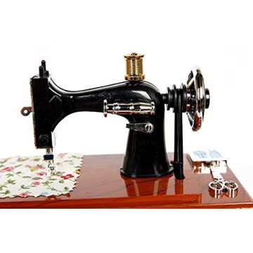 G Ganen Musical Sewing Machine Music Box Vintage Look (Brown-1)