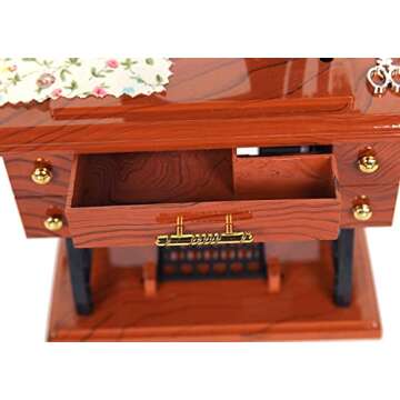 G Ganen Musical Sewing Machine Music Box Vintage Look (Brown-1)