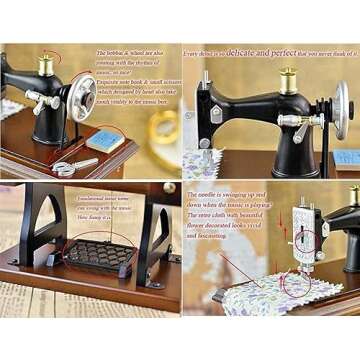 G Ganen Musical Sewing Machine Music Box Vintage Look (Brown-1)