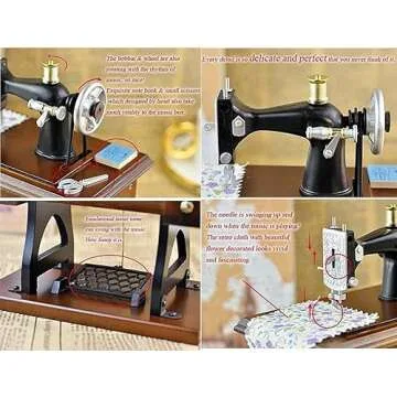 G Ganen Musical Sewing Machine Music Box Vintage Look (Brown-1)