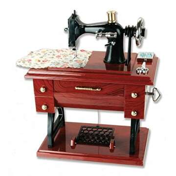 G Ganen Musical Sewing Machine Music Box Vintage Look (Brown-1)