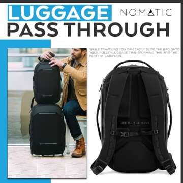 NOMATIC Navigator Premium Backpack - 15L w/ 6L Built-In Expansion - Water Resistant Anti Theft Backpack - Laptop Bag - Computer Backpack - Expandable Black Backpack