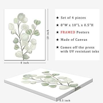 FRAMED Botanical Plant Canvas Wall Art,Boho Plant Wall Decor for Bedroom,Minimalist Floral Prints fo...