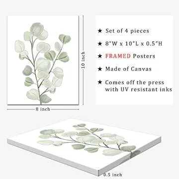 FRAMED Botanical Plant Canvas Wall Art,Boho Plant Wall Decor for Bedroom,Minimalist Floral Prints fo...