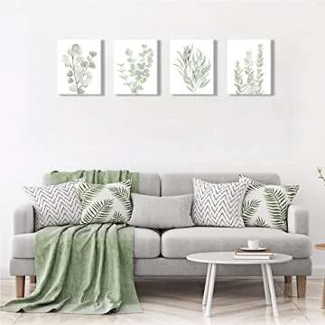 Framed Botanical Canvas Wall Art Set of 4 for Home