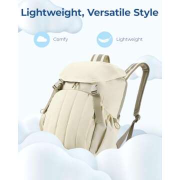 BAGSMART Backpack for Women, Wide Opening Travel Backpack, College Backpack for 15.6 Inch, Water-Resistant Quilted Daypack Lightweight Bookbag, Camel