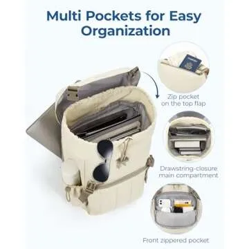 BAGSMART Backpack for Women, Wide Opening Travel Backpack, College Backpack for 15.6 Inch, Water-Resistant Quilted Daypack Lightweight Bookbag, Camel