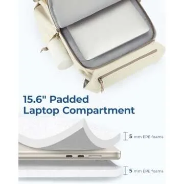 BAGSMART Backpack for Women, Wide Opening Travel Backpack, College Backpack for 15.6 Inch, Water-Resistant Quilted Daypack Lightweight Bookbag, Camel