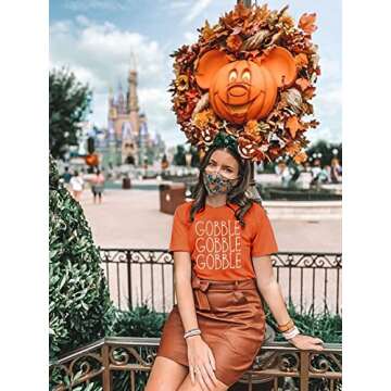 Gobble Gobble Gobble T Shirt for Women Funny Cute Thanksgiving Tshirts Tee Top Funny Cute Sayings T Shirts Tee Orange