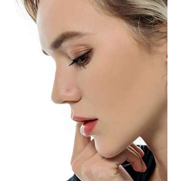 Tornito 20G 38Pcs Stainless Steel L Bone Screw Shaped Nose Studs Nose Rings CZ Hoop Tragus Cartilage...