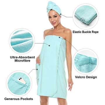 Orrpally Women Shower Wrap - Adjustable Spa Robe