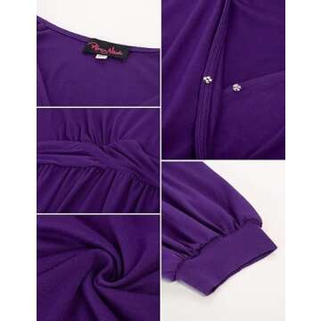 Hanna Nikole Plus Size Bishop Sleeve Ruffle Top - Purple 2X
