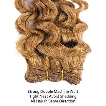 Natural Brazilian Dark Blonde Human Hair Extensions Short Curly Hair Bundles 27# Golden Virgin Human Hair Bundles Deep Curly Weave