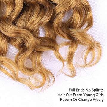 Natural Brazilian Dark Blonde Human Hair Extensions Short Curly Hair Bundles 27# Golden Virgin Human Hair Bundles Deep Curly Weave