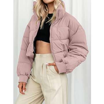 KYL Women's Stylish Cropped Winter Puffer Jacket