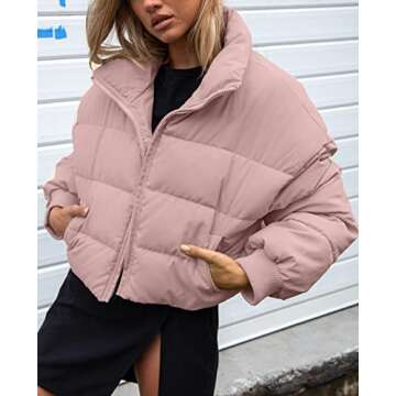 KYL Women's Stylish Cropped Winter Puffer Jacket