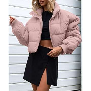 KYL Women's Stylish Cropped Winter Puffer Jacket