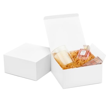MESHA 8x8x4 Gift Box 10 Pack - Eco-Friendly, Sturdy Packaging Solution for Weddings & Birthdays
