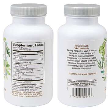 Quantum Health Super Lysine+ / Advanced Formula Lysine+ Immune Support with Vitamin C, Echinacea, Li...