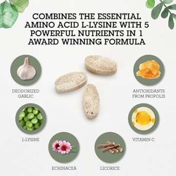 Quantum Health Super Lysine+ / Advanced Formula Lysine+ Immune Support with Vitamin C, Echinacea, Licorice, Propolis, Odorless Garlic (180 Tablets), Packaging may vary