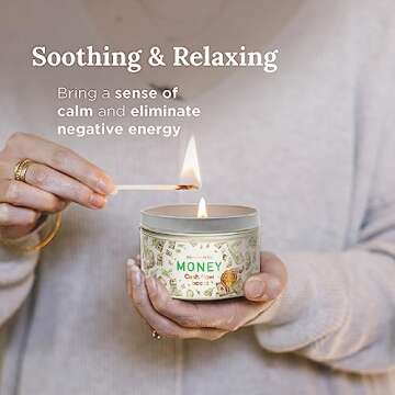 MAGNIFICENT 101 Money Aromatherapy Candle for Getting a Cash Flow Boost - Sage Cinnamon Scented Natural Soybean Wax Tin Candle for Purification and Chakra Healing