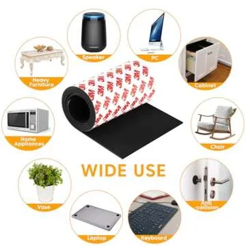 Non Slip Furniture Pads for Hardwood Floors, Cuttable Self Adhesive Silicone Anti Skid Pads Grippers for Furniture Electronics Home Appliances, 4 x 40 Inches (Black)