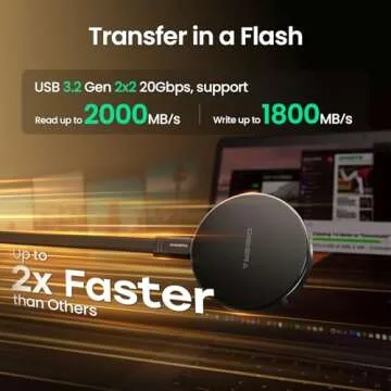 DIGIERA 1TB Magnetic Portable SSD, External SSD with Type-C USB 3.2 Gen 2x2, Speeds Up to 2000MB/s, Compact & Durable, Ideal for Content Creators, Photographers, Gamers, Black