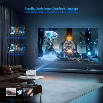 [360° Adjustable Stand] Mini Projector with WiFi and Bluetooth - Electric Focus & Auto Keystone Native 1080P Portable projector, Lisowod L02 Movie Phone Projector for Phone/Laptop/HDMI/TV Sticks