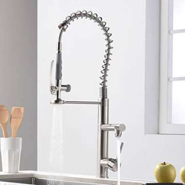 AIMADI Commercial Kitchen Faucet with Pull Down Sprayer – Brushed Nickel, Heavy-Duty Design