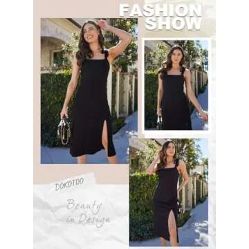 Elegant Dokotoo Square Neck Midi Dress for Women