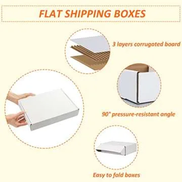 HORLIMER 11x8x2 inches Shipping Boxes Set of 25, White Corrugated Cardboard Box Literature Mailer