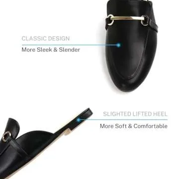 MUSSHOE Mules for Women Flats Comfortable Slip on Women Mules Backless Loafers,Black pu 9