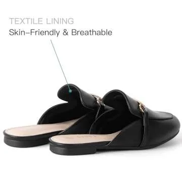 MUSSHOE Mules for Women Flats Comfortable Slip on Women Mules Backless Loafers,Black pu 9