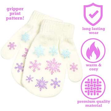 Disney Girls Frozen Winter Hat and 2 Pair Gloves or Mittens (Age 2-7) (White/Purple Mittens, Age 2-4)
