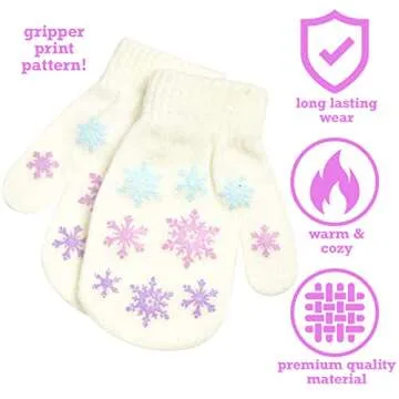 Disney Girls Frozen Winter Hat and 2 Pair Gloves or Mittens (Age 2-7) (White/Purple Mittens, Age 2-4)