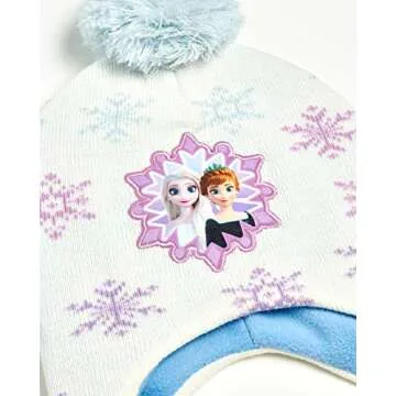 Disney Girls Frozen Winter Hat and 2 Pair Gloves or Mittens (Age 2-7) (White/Purple Mittens, Age 2-4)