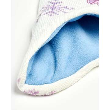 Disney Girls Frozen Winter Hat and 2 Pair Gloves or Mittens (Age 2-7) (White/Purple Mittens, Age 2-4)